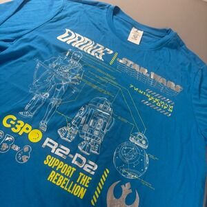 NWOT Disney Parks Star Wars C3PO R2D2 BB8 Graphic Long Sleeve T-Shirt Mens Large